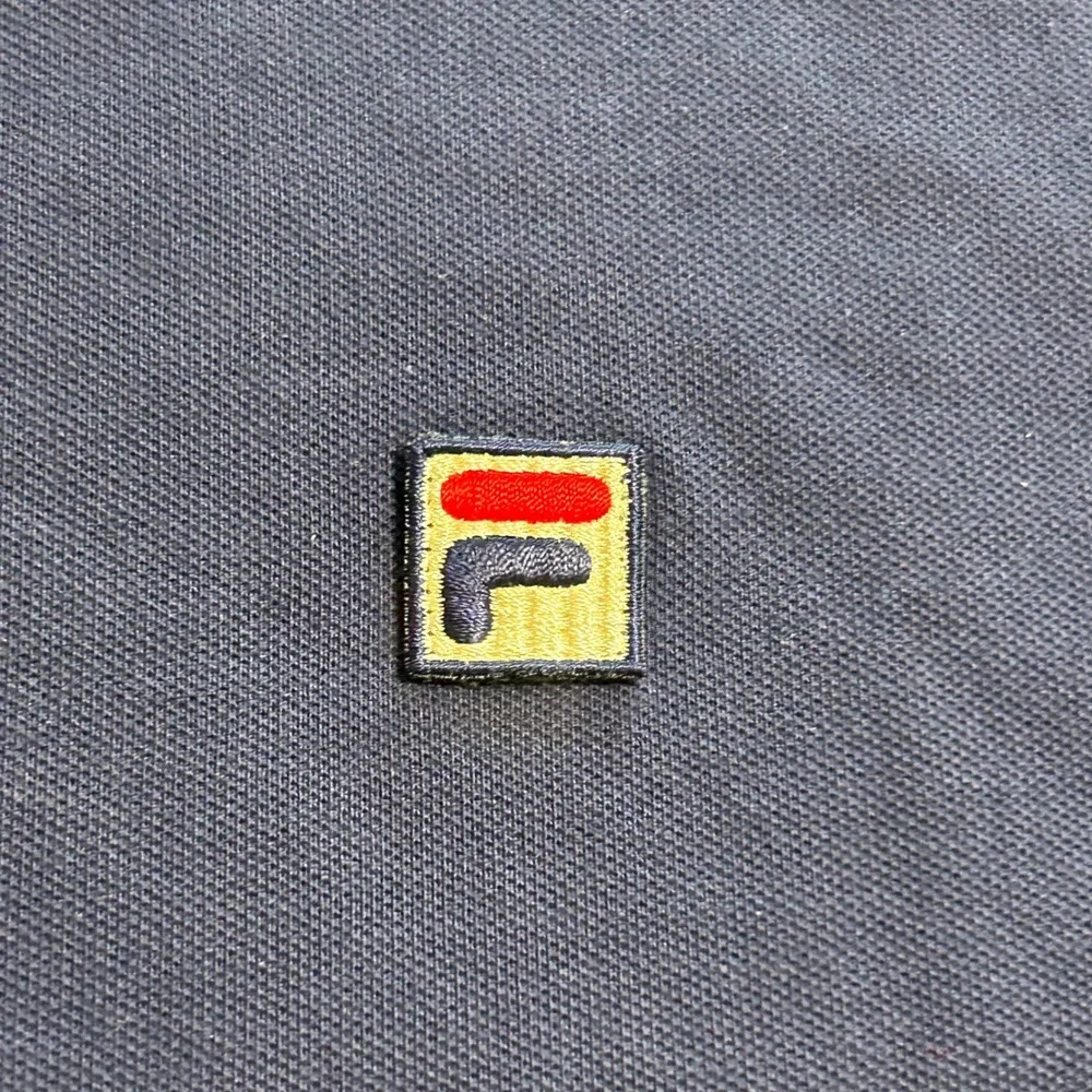 Fila Mens Pima Cotton Blend Polo Shirt Navy Blue Short Sleeve Logo Size L